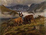 Auguste Bonheur Canvas Paintings - Le Combat Souvenir des Pyrenees